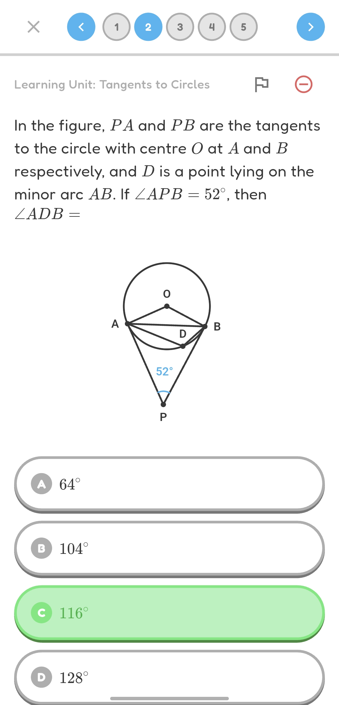 Two Tangents and Central Angles